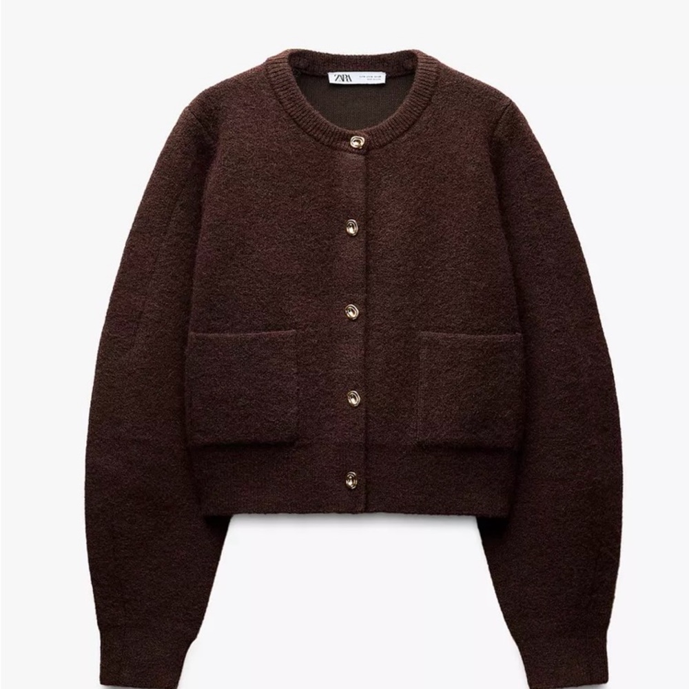 Zara Brown Button-Up Cardigan
